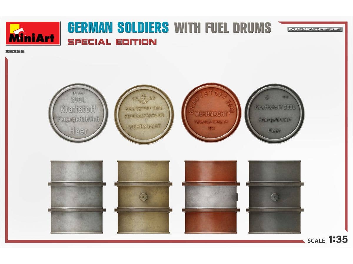MiniArt 1/35 German Soldiers w/ Fuel Drums. Special Edition (35041 & 35597 6 drums) | 5905090346647