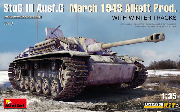 MiniArt 1/35 StuG III Ausf. G  March 1943 Alkett Prod  w/Winter Tracks.  Interior Kit
