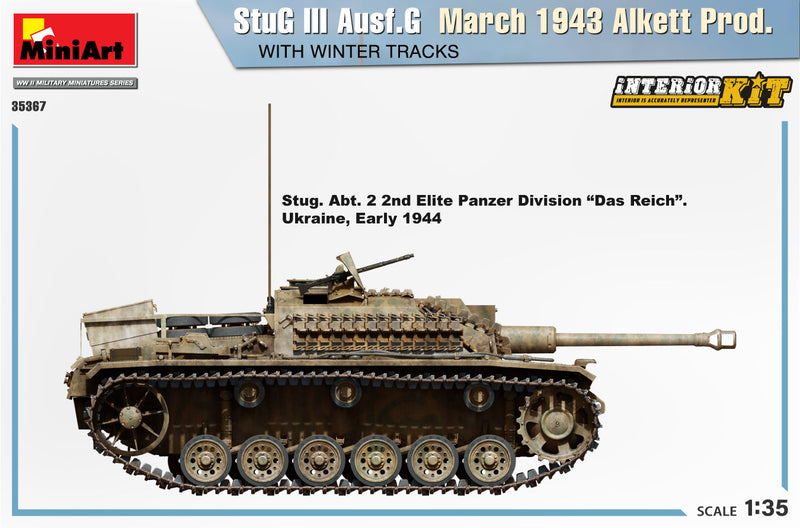 MiniArt 1/35 StuG III Ausf. G  March 1943 Alkett Prod  w/Winter Tracks.  Interior Kit