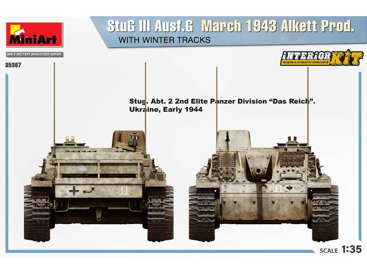 MiniArt 1/35 StuG III Ausf. G  March 1943 Alkett Prod  w/Winter Tracks.  Interior Kit | 5905090346166
