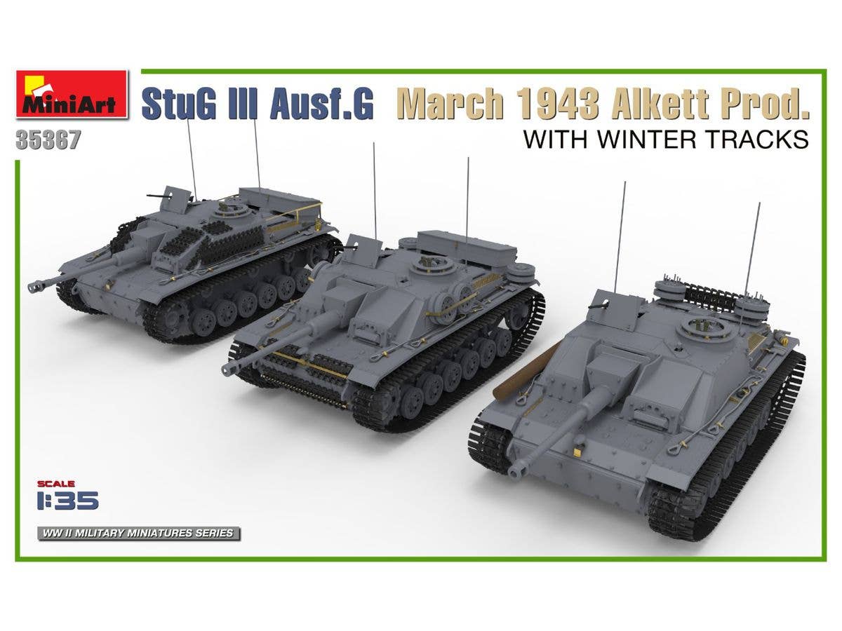 MiniArt 1/35 StuG III Ausf. G  March 1943 Alkett Prod  w/Winter Tracks.  Interior Kit | 5905090346166