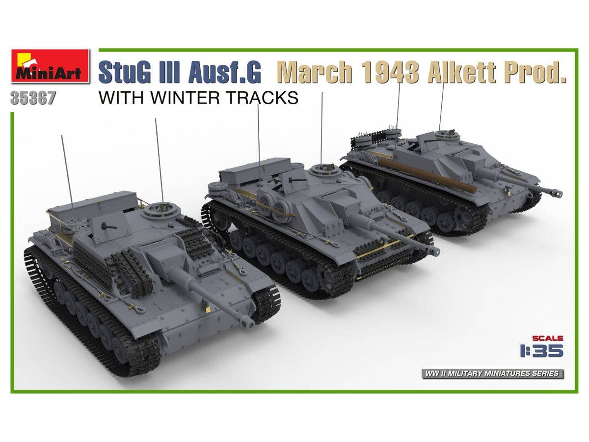 MiniArt 1/35 StuG III Ausf. G  March 1943 Alkett Prod  w/Winter Tracks.  Interior Kit | 5905090346166