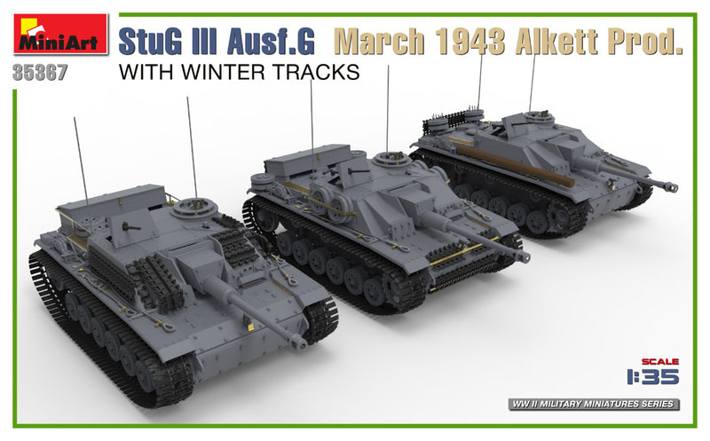MiniArt 1/35 StuG III Ausf. G  March 1943 Alkett Prod  w/Winter Tracks.  Interior Kit