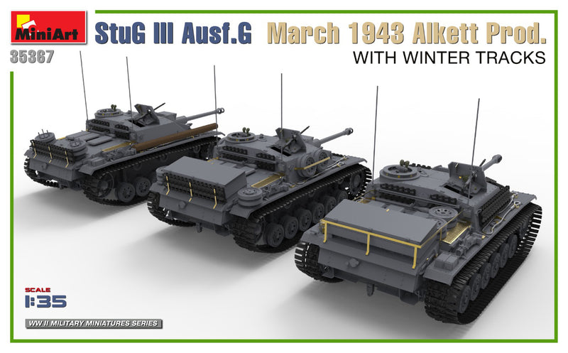 MiniArt 1/35 StuG III Ausf. G  March 1943 Alkett Prod  w/Winter Tracks.  Interior Kit