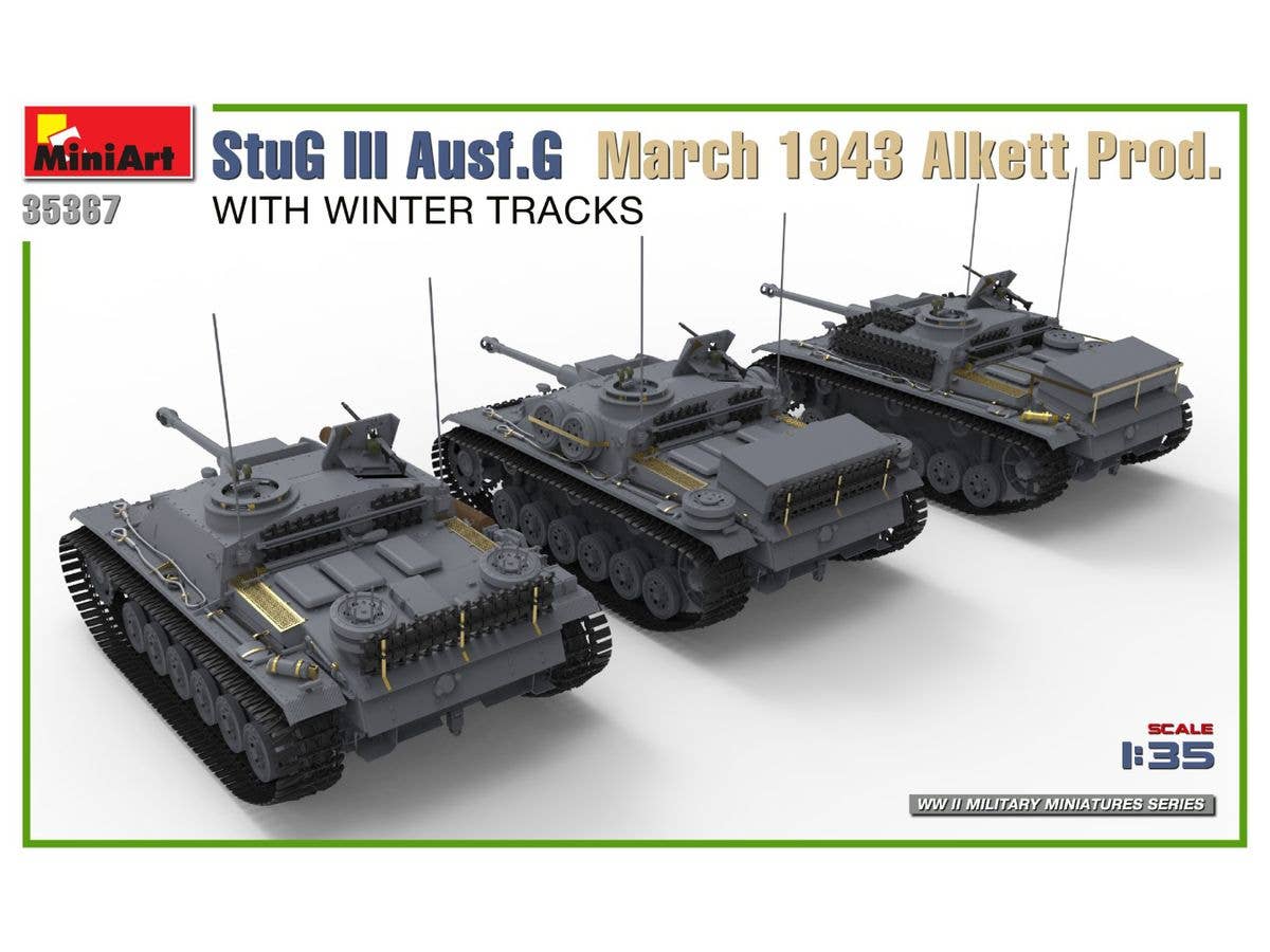 MiniArt 1/35 StuG III Ausf. G  March 1943 Alkett Prod  w/Winter Tracks.  Interior Kit | 5905090346166