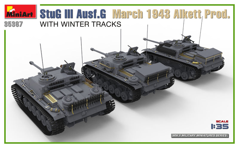 MiniArt 1/35 StuG III Ausf. G  March 1943 Alkett Prod  w/Winter Tracks.  Interior Kit