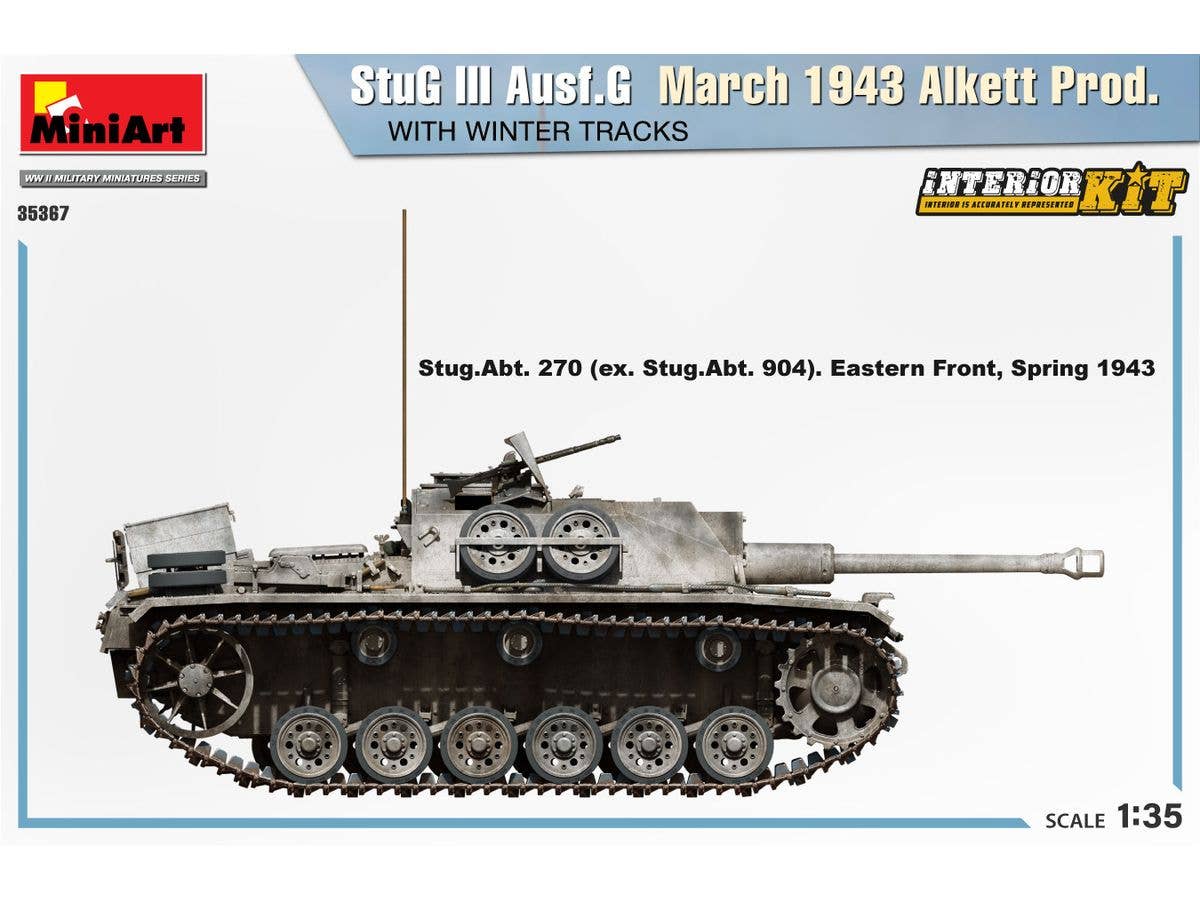MiniArt 1/35 StuG III Ausf. G  March 1943 Alkett Prod  w/Winter Tracks.  Interior Kit | 5905090346166