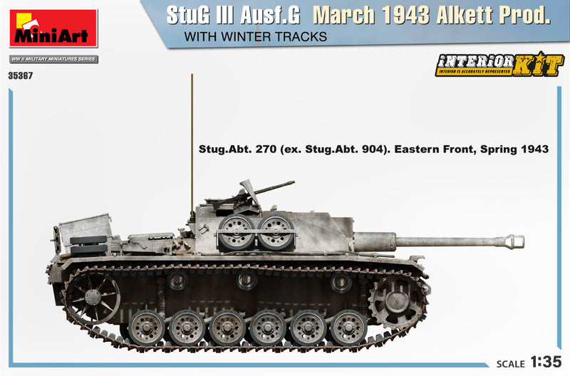 MiniArt 1/35 StuG III Ausf. G  March 1943 Alkett Prod  w/Winter Tracks.  Interior Kit