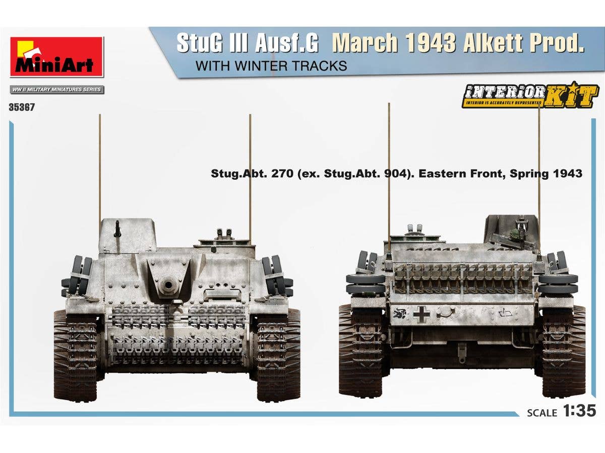 MiniArt 1/35 StuG III Ausf. G  March 1943 Alkett Prod  w/Winter Tracks.  Interior Kit | 5905090346166