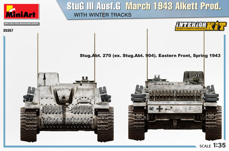 MiniArt 1/35 StuG III Ausf. G  March 1943 Alkett Prod  w/Winter Tracks.  Interior Kit