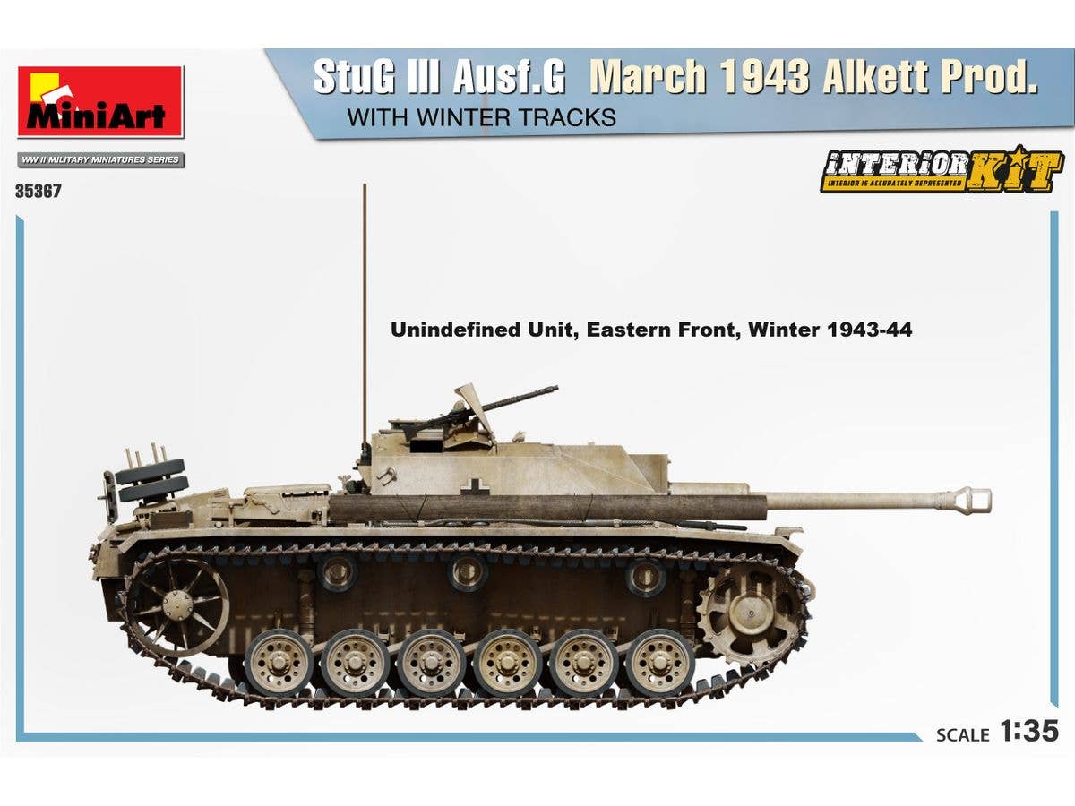 MiniArt 1/35 StuG III Ausf. G  March 1943 Alkett Prod  w/Winter Tracks.  Interior Kit | 5905090346166