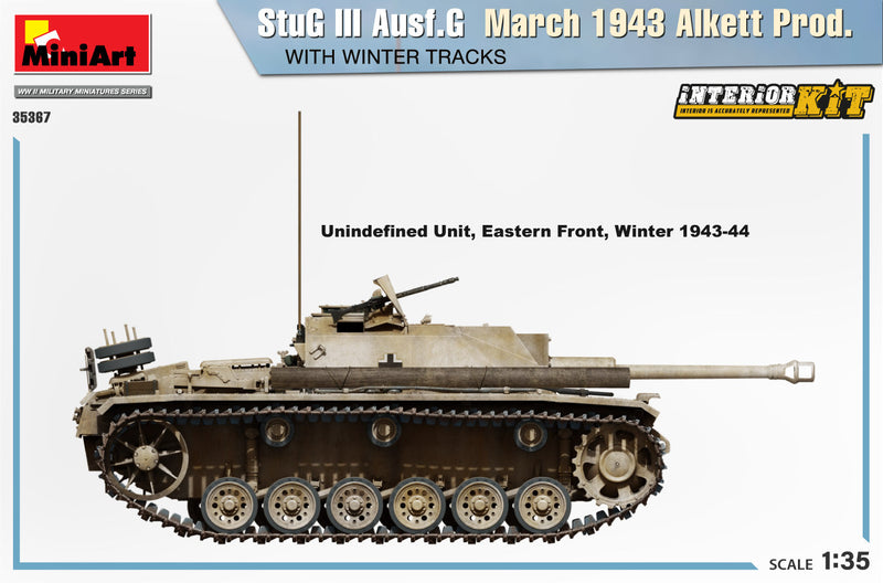 MiniArt 1/35 StuG III Ausf. G  March 1943 Alkett Prod  w/Winter Tracks.  Interior Kit