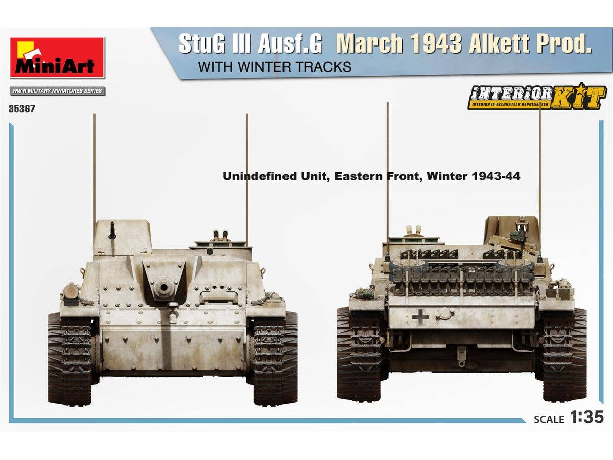MiniArt 1/35 StuG III Ausf. G  March 1943 Alkett Prod  w/Winter Tracks.  Interior Kit | 5905090346166