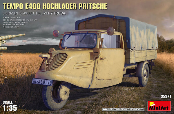 MiniArt 1/35 Tempo E400 Hochlader Pritsche. German 3-Wheel Delivery Truck