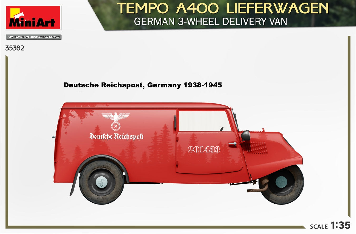 Miniart 1/35 Tempo A400 Lieferwagen. German 3-Wheel Delivery Van | 4820183314383