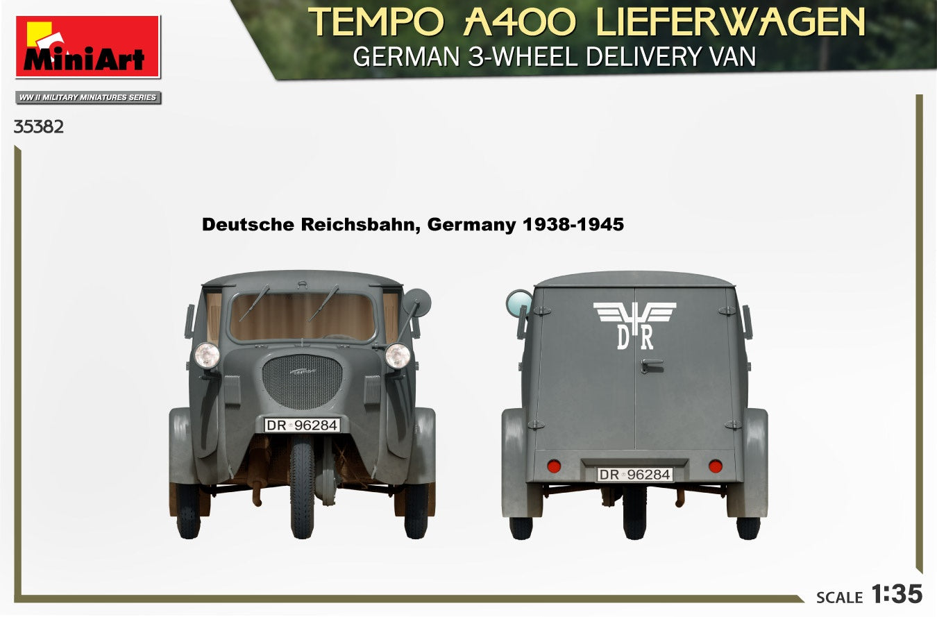 Miniart 1/35 Tempo A400 Lieferwagen. German 3-Wheel Delivery Van | 4820183314383