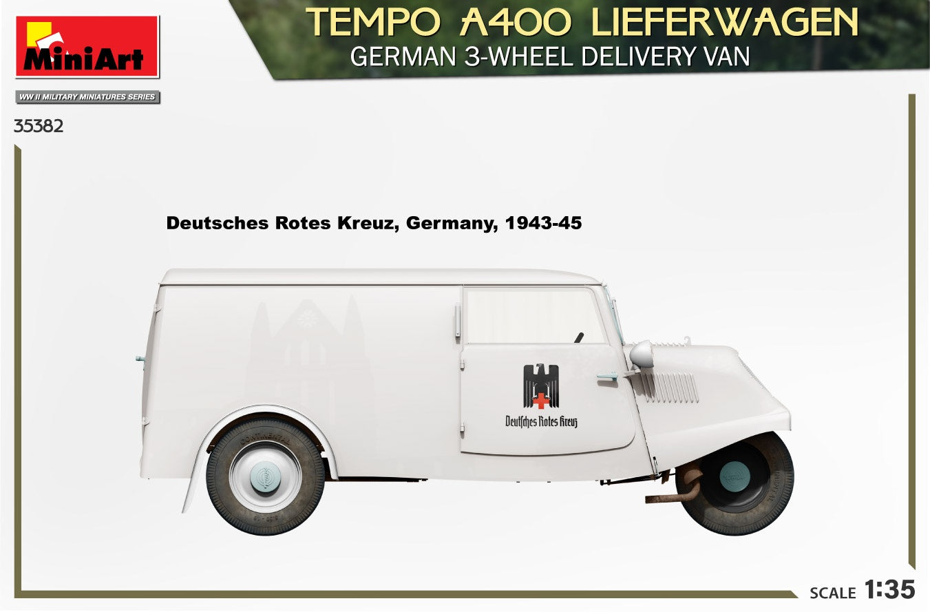 Miniart 1/35 Tempo A400 Lieferwagen. German 3-Wheel Delivery Van | 4820183314383