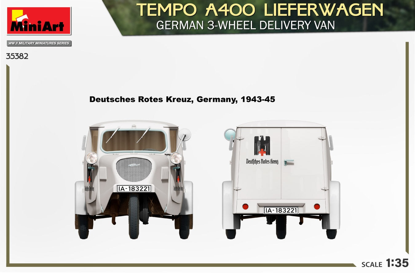 Miniart 1/35 Tempo A400 Lieferwagen. German 3-Wheel Delivery Van | 4820183314383