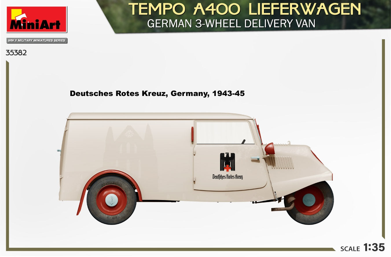Miniart 1/35 Tempo A400 Lieferwagen. German 3-Wheel Delivery Van | 4820183314383