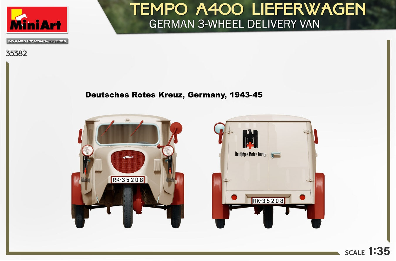 Miniart 1/35 Tempo A400 Lieferwagen. German 3-Wheel Delivery Van | 4820183314383