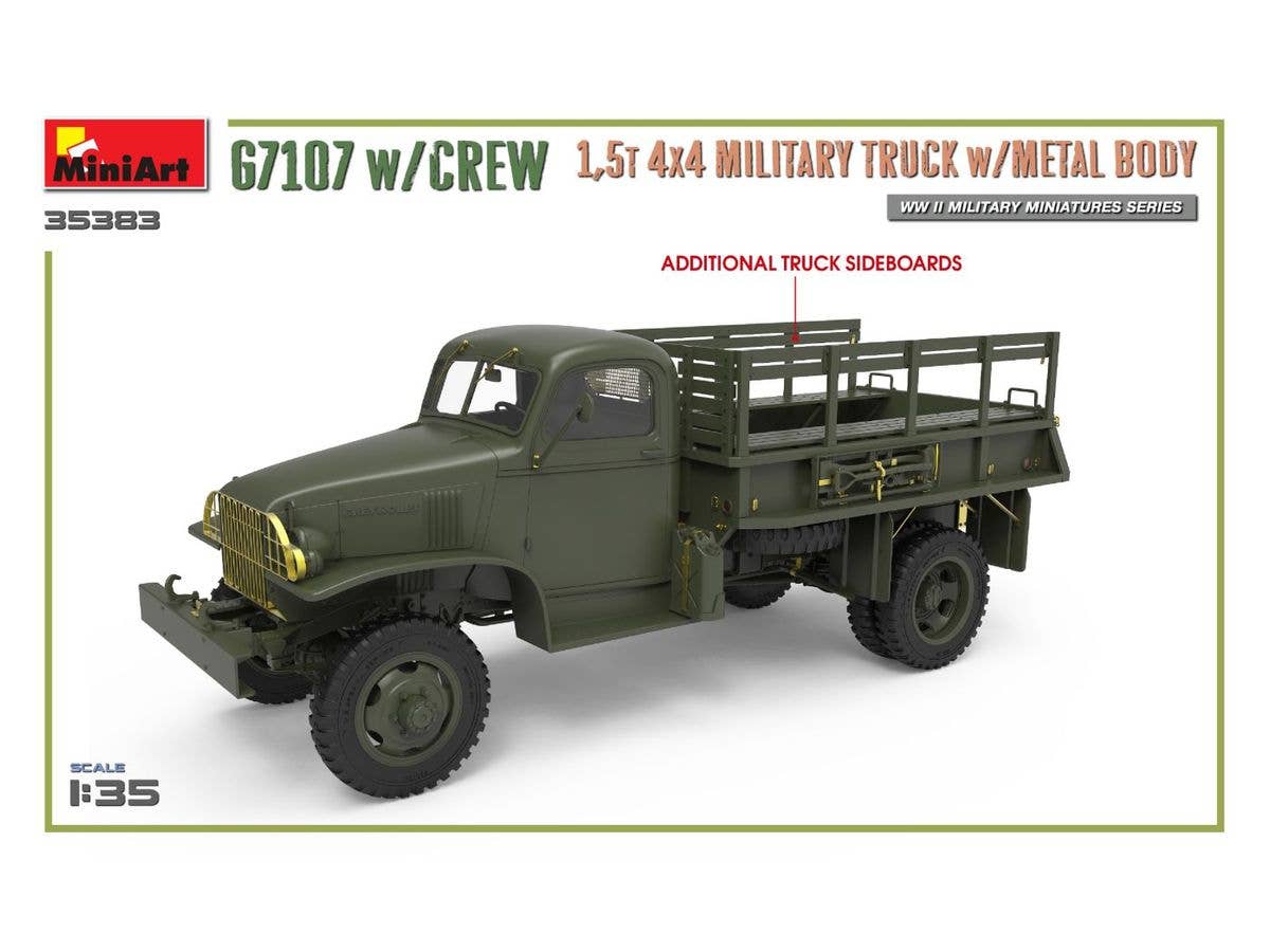 MiniArt 1/35 G7107 W/Crew 1,5T 4X4 Cargo Truck W/Metal Body | 4820183314277