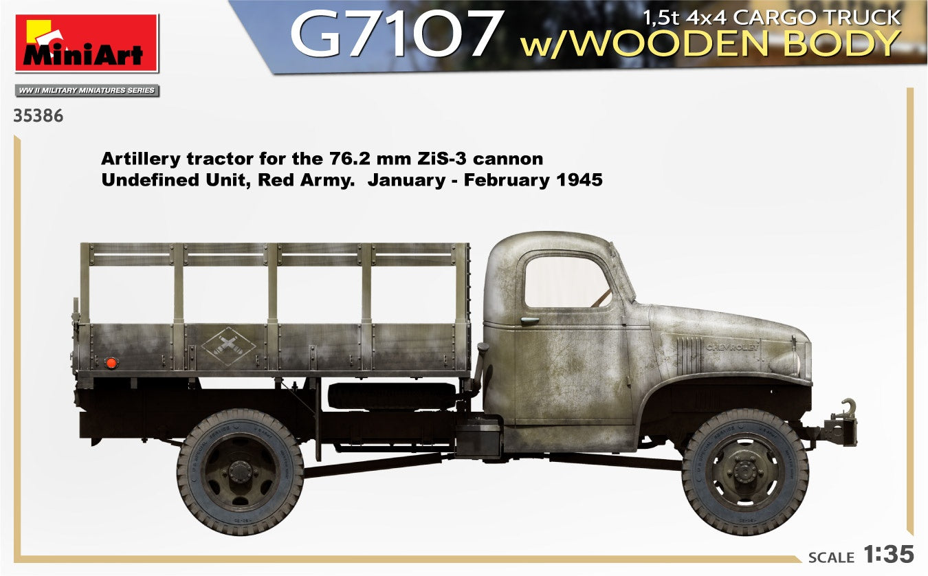 Miniart 1/35 1,5t 4x4 G7107 Cargo Truck w/Wooden Body | 4820183314604