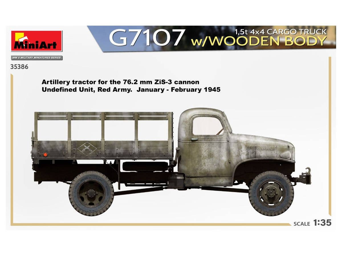 Miniart 1/35 1,5t 4x4 G7107 Cargo Truck w/Wooden Body | 4820183314604