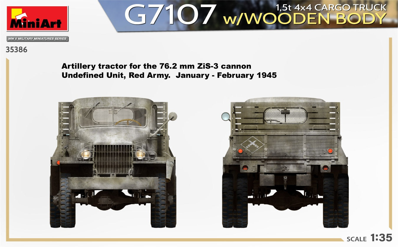 Miniart 1/35 1,5t 4x4 G7107 Cargo Truck w/Wooden Body | 4820183314604