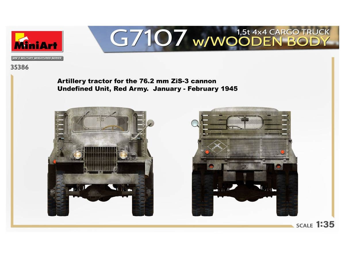 Miniart 1/35 1,5t 4x4 G7107 Cargo Truck w/Wooden Body | 4820183314604
