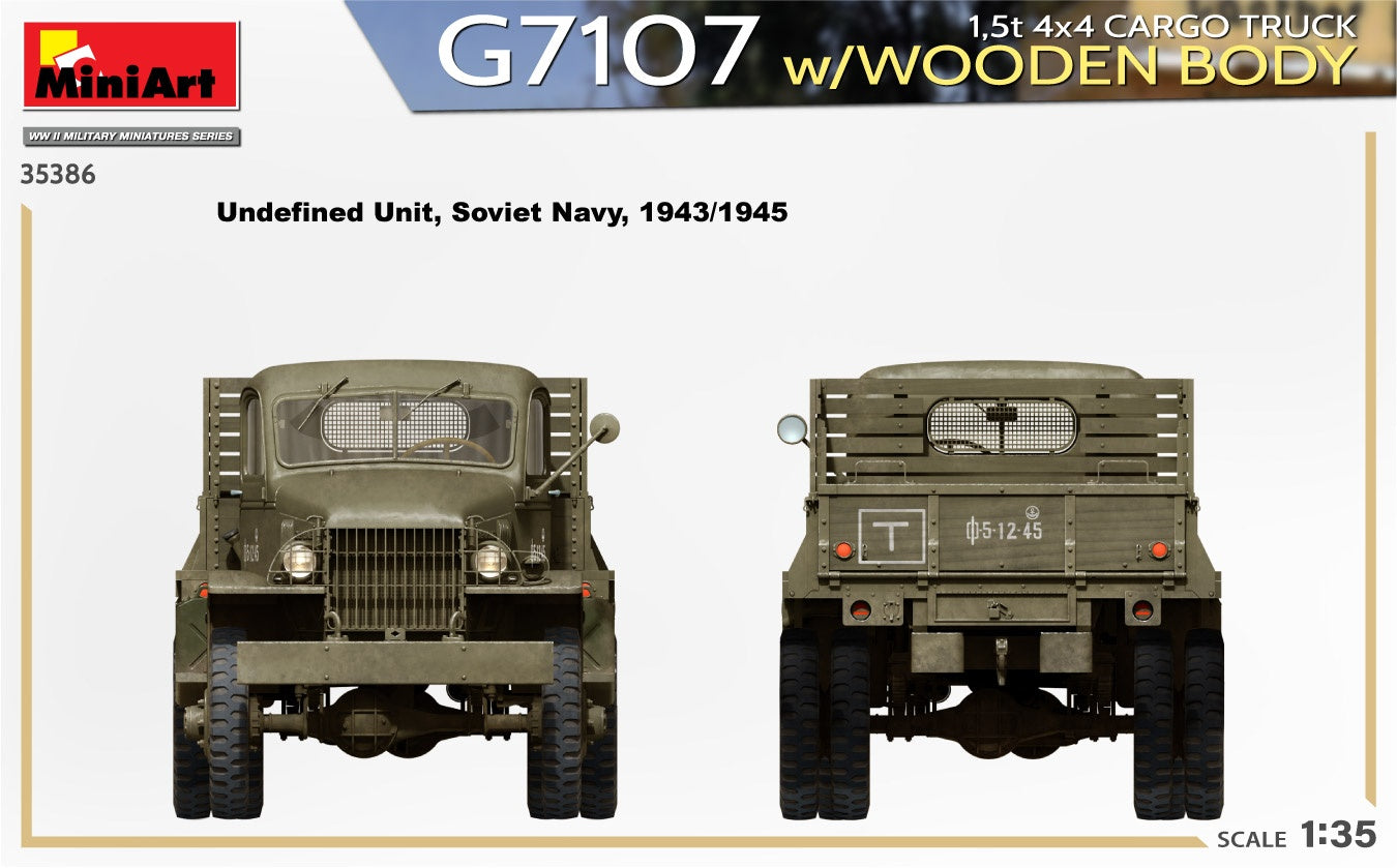 Miniart 1/35 1,5t 4x4 G7107 Cargo Truck w/Wooden Body | 4820183314604