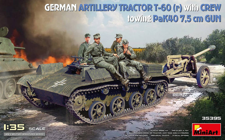 MiniArt 1/35 German Artillery Tractor T-60(r) & Crew Towing PaK40 Gun | 5905090346067