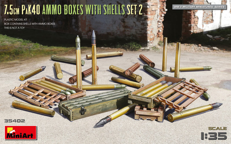 MiniArt 1/35 7.5cm PaK40 Ammo Boxes w/Shells Set 2