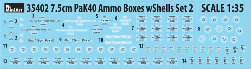 MiniArt 1/35 7.5cm PaK40 Ammo Boxes w/Shells Set 2