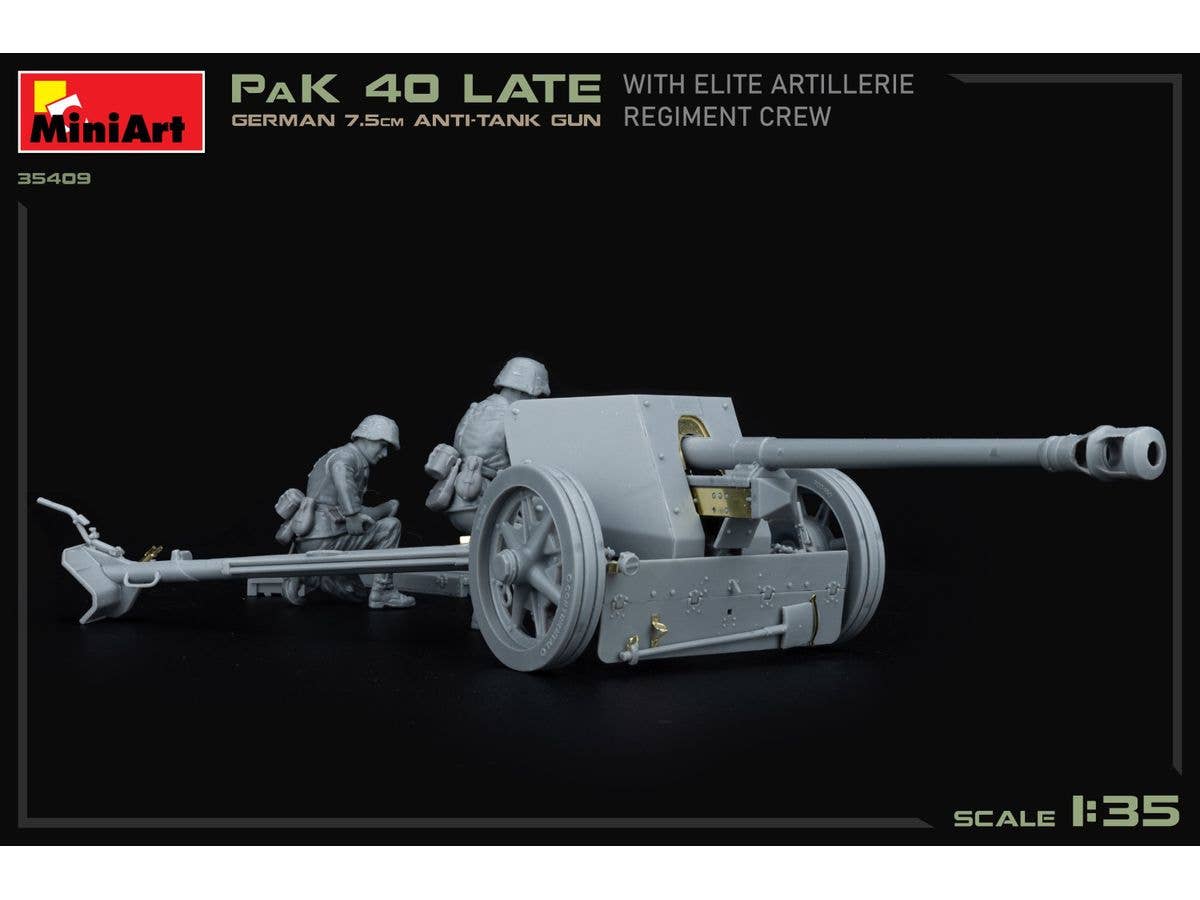 MiniArt 1/35 German 7.5cm Anti-Tank Gun PaK 40 Late w/Elite Artillerie Regiment Crew | 5905937497372