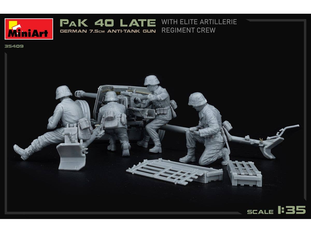 MiniArt 1/35 German 7.5cm Anti-Tank Gun PaK 40 Late w/Elite Artillerie Regiment Crew | 5905937497372