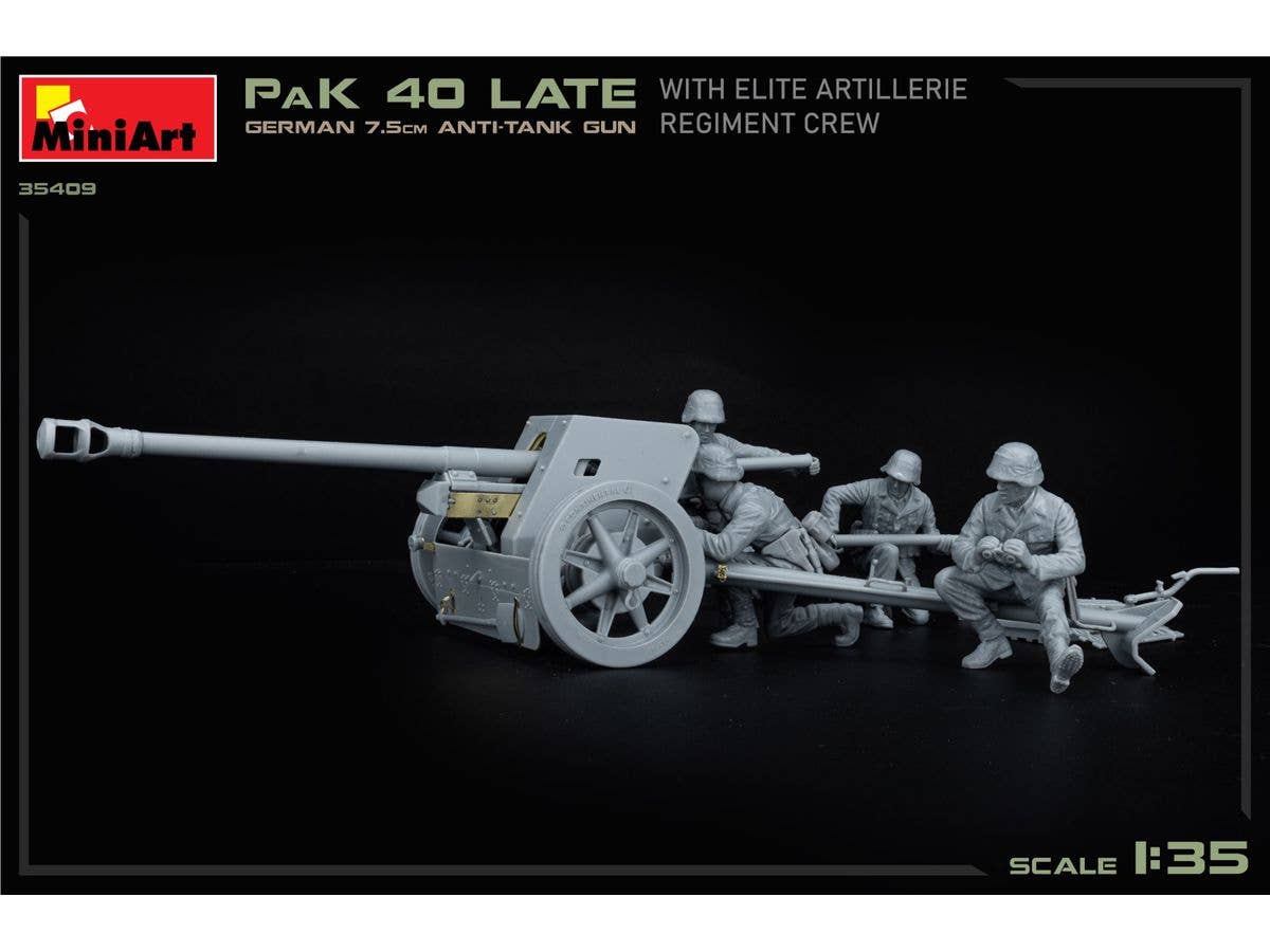 MiniArt 1/35 German 7.5cm Anti-Tank Gun PaK 40 Late w/Elite Artillerie Regiment Crew | 5905937497372