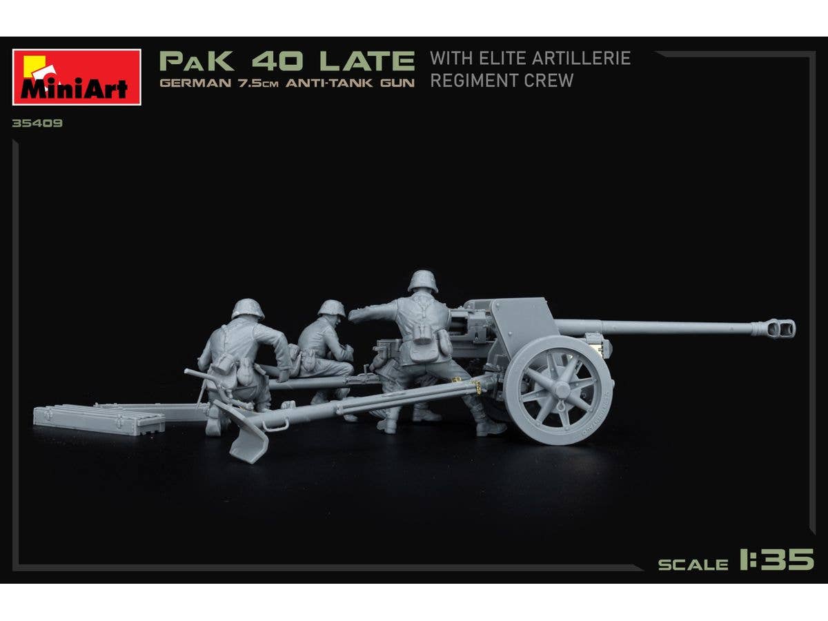 MiniArt 1/35 German 7.5cm Anti-Tank Gun PaK 40 Late w/Elite Artillerie Regiment Crew | 5905937497372