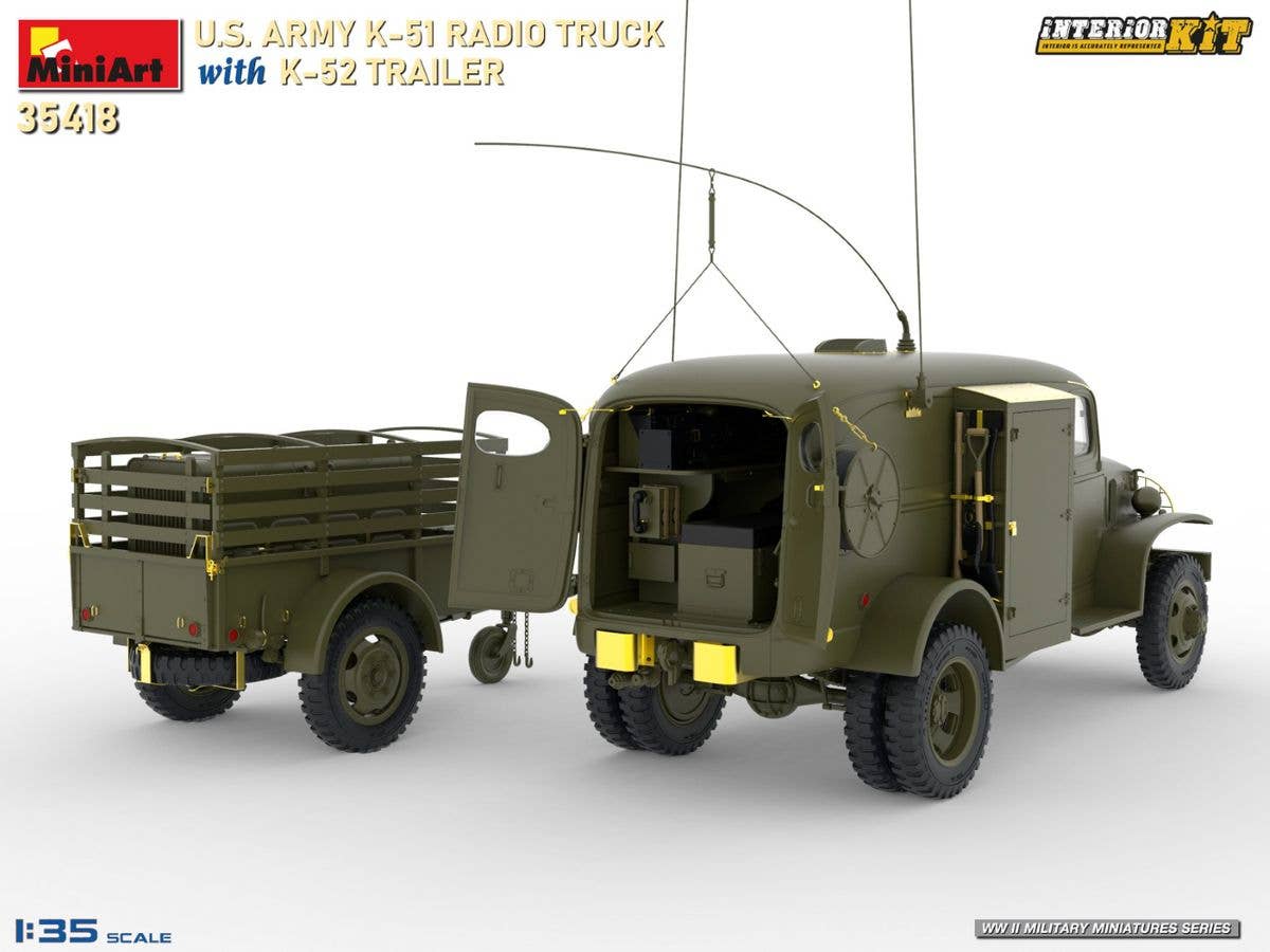 MiniArt 1/35 US Army K-51 Radio Truck with K-52 Trailer. Interior Kit | 5905937497297