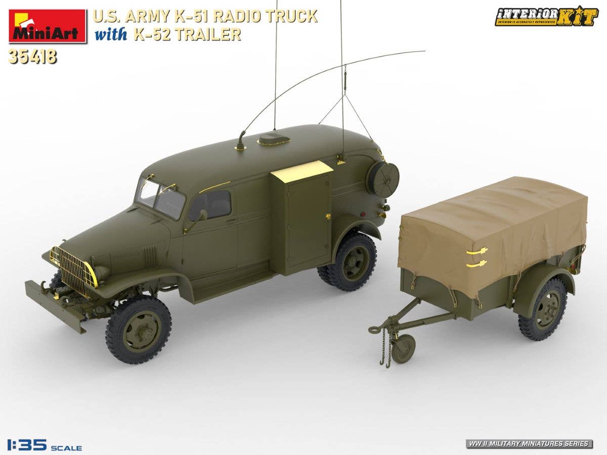 MiniArt 1/35 US Army K-51 Radio Truck with K-52 Trailer. Interior Kit | 5905937497297