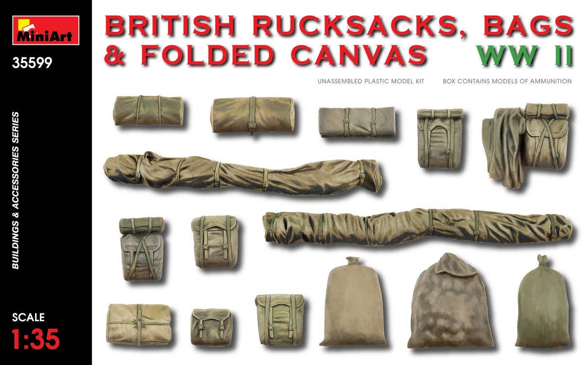 MiniArt 1/35 British Rucksacks, Bags & Folded Canvas WW2 | 4820183311948
