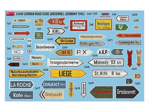 MiniArt German Road Signs WW2 (Ardennes, Germany 1945) | 4820183313225