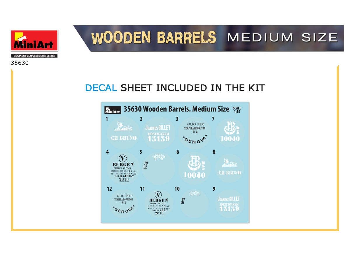 MiniArt 1/35 Wooden Barrels Medium Size | 4820183313430