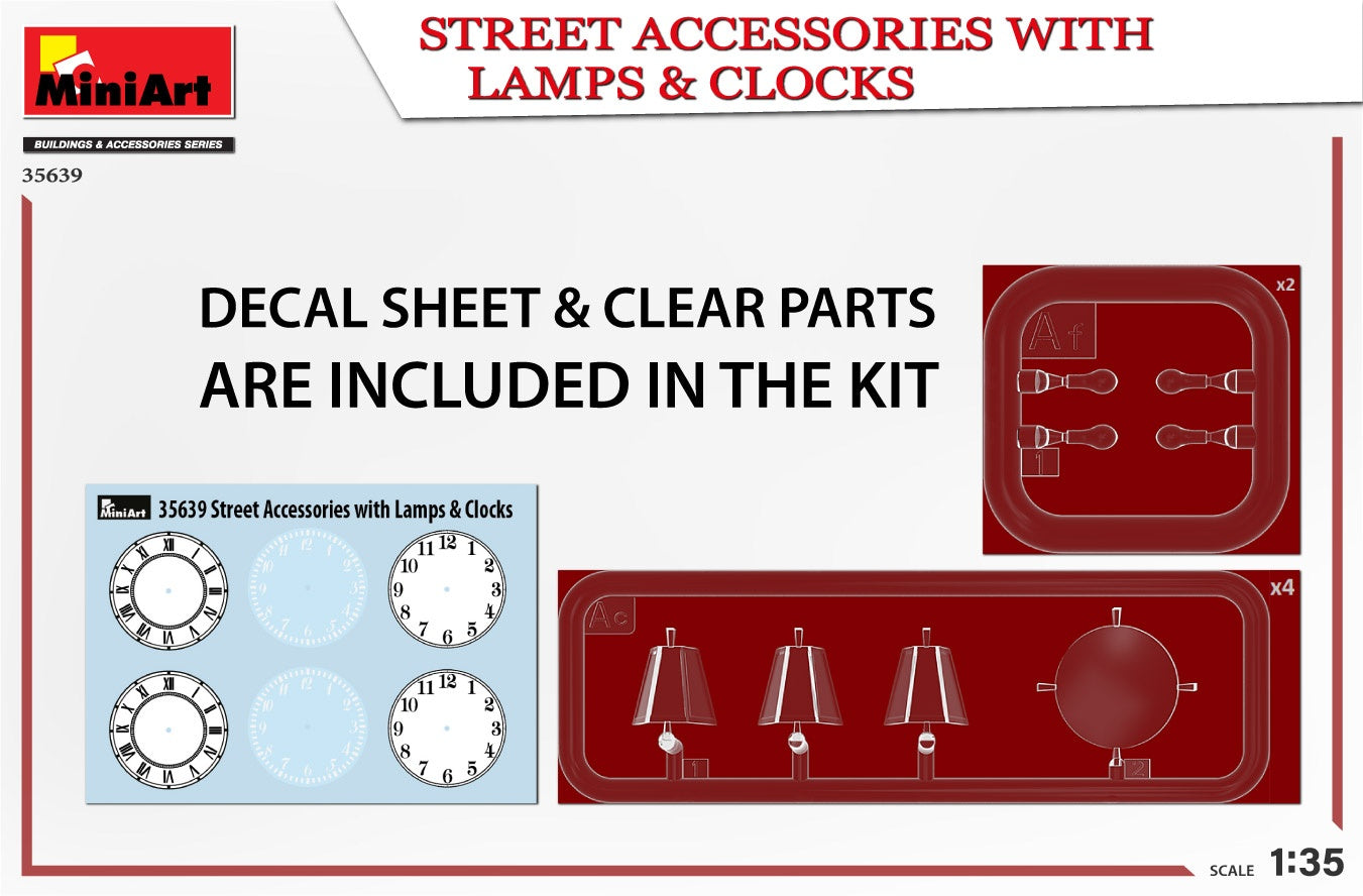 Miniart 1/35 Street Accessories With Lamps & Clocks | 4820183314437