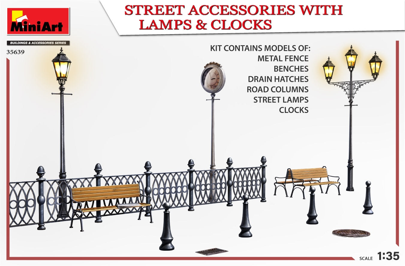 Miniart 1/35 Street Accessories With Lamps & Clocks | 4820183314437