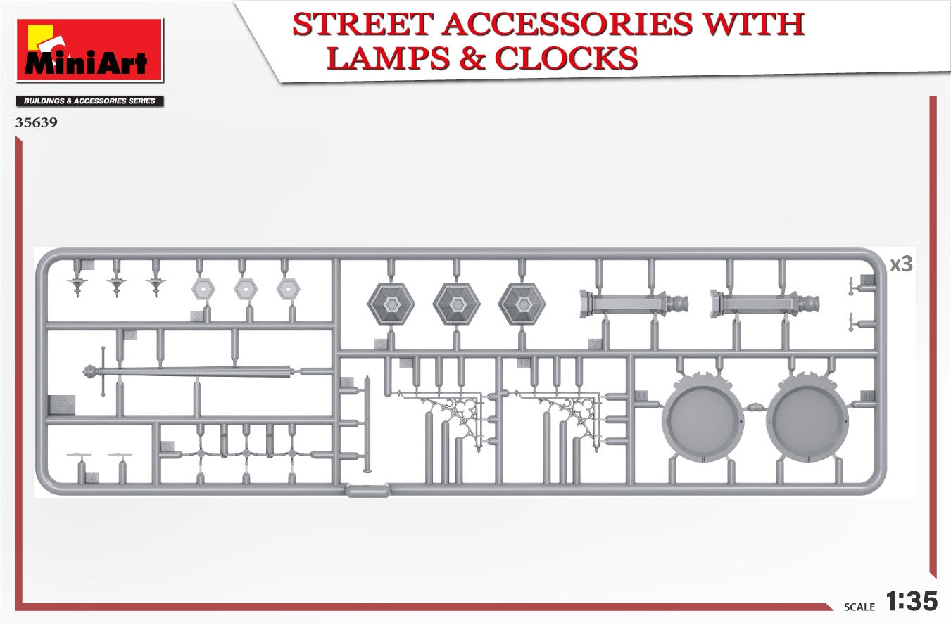 Miniart 1/35 Street Accessories With Lamps & Clocks | 4820183314437