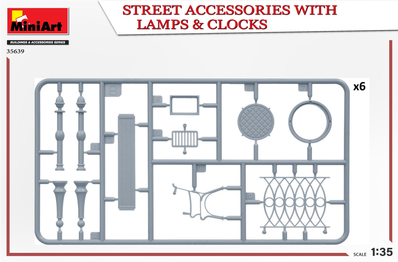 Miniart 1/35 Street Accessories With Lamps & Clocks | 4820183314437