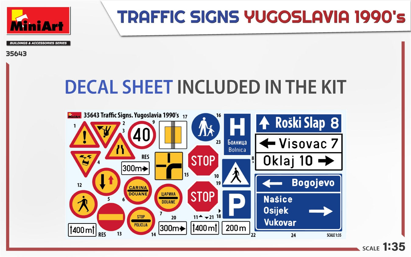 Miniart 1/35 Traffic Signs Yugoslavia 1990's | 4820183314451