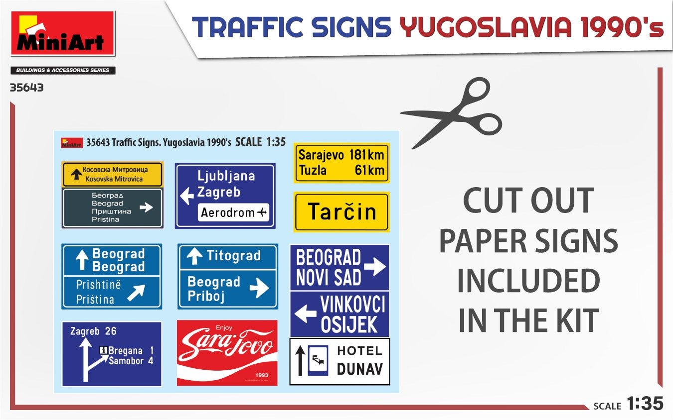 Miniart 1/35 Traffic Signs Yugoslavia 1990's | 4820183314451
