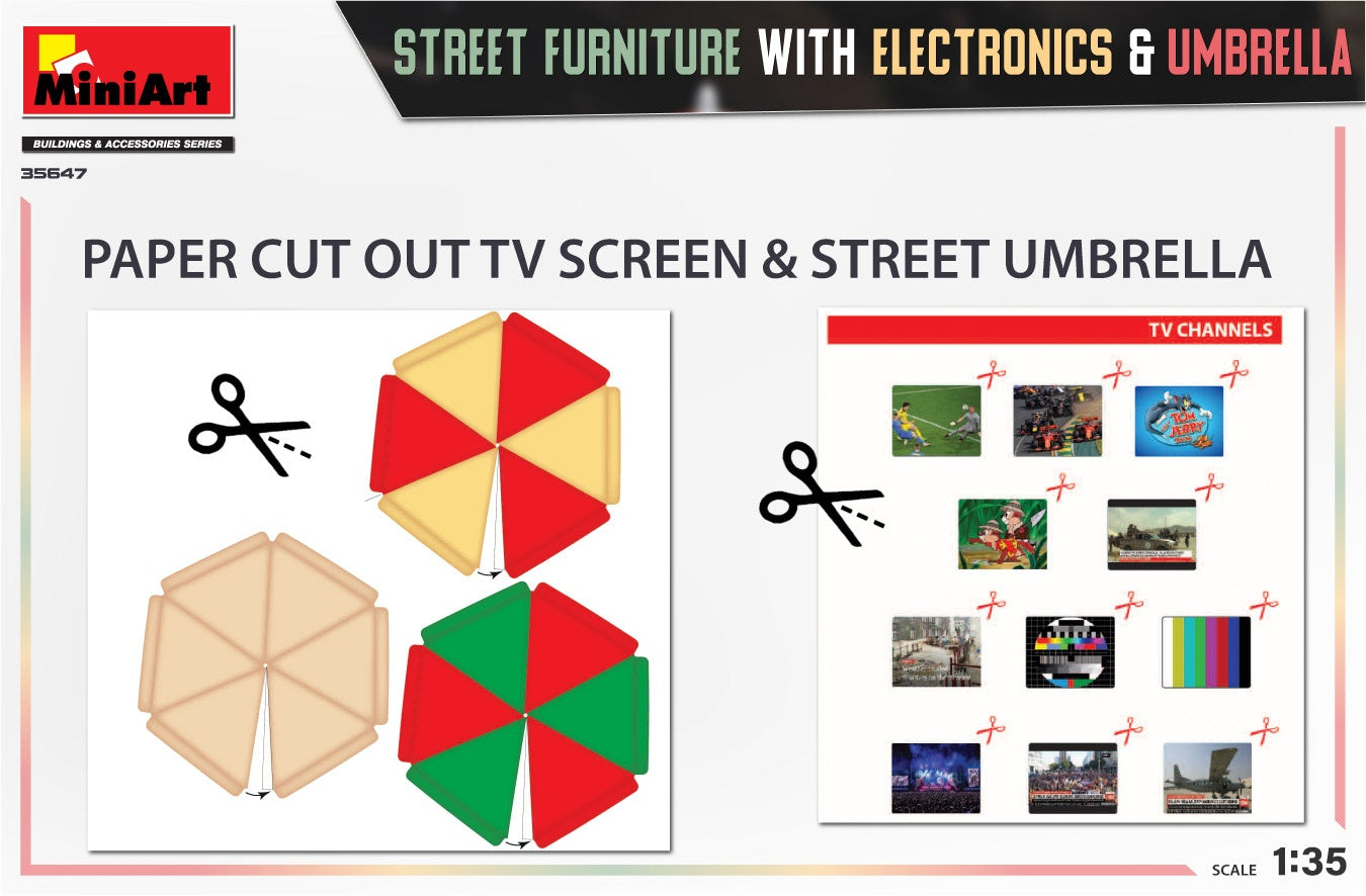 Miniart 1/35 Street Furniture With Electronics & Umbrella | 4820183314444