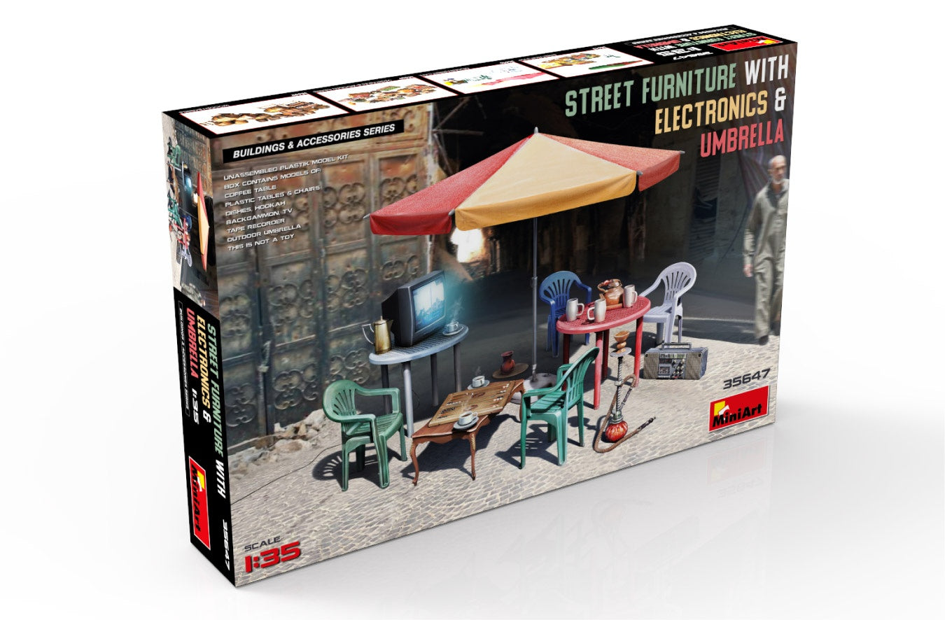 Miniart 1/35 Street Furniture With Electronics & Umbrella | 4820183314444